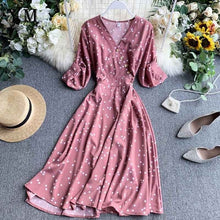 Load image into Gallery viewer, YuooMuoo Vintage Autumn V Neck Polka Dot Print Dress Women Elegant A Line Midi Dress Korean Fashion Long Sleeve Dress Vestido