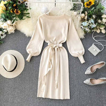 Load image into Gallery viewer, YuooMuoo Good Quality Comfy Elegant Knitted Sweater Women Dress 2019 Ladies Bandage Party Dress Autumn Green Midi Dress Vestidos