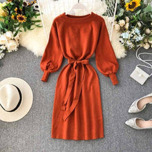 Load image into Gallery viewer, YuooMuoo Good Quality Comfy Elegant Knitted Sweater Women Dress 2019 Ladies Bandage Party Dress Autumn Green Midi Dress Vestidos