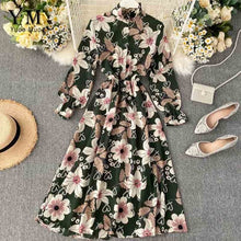 Load image into Gallery viewer, YuooMuoo Long Dress Spring Autumn Vintage Women Flower Print Beach Bohemian Maxi Dress Casual Long Sleeve Chiffon Dress vestidos