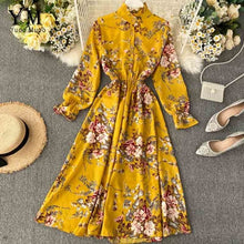 Load image into Gallery viewer, YuooMuoo Long Dress Spring Autumn Vintage Women Flower Print Beach Bohemian Maxi Dress Casual Long Sleeve Chiffon Dress vestidos