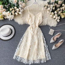 Load image into Gallery viewer, YuooMuoo Romantic Sequins Decoration Pink Party Dress Women Elegant Spaghetti Strap High Waist Summer Lace Midi Dress Sundress