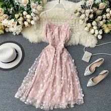 Load image into Gallery viewer, YuooMuoo Romantic Sequins Decoration Pink Party Dress Women Elegant Spaghetti Strap High Waist Summer Lace Midi Dress Sundress