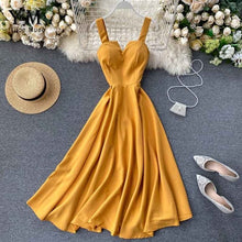 Load image into Gallery viewer, YuooMuoo 2020 Brand Design V-neck Vintage Back Bandage Dress Women Summer Elegant Big Swing Long Party Dress Fashion Green Dress