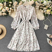 Load image into Gallery viewer, YuooMuoo Summer Korean Chiffon Dress 2020 Elegant Ladies Vintage Long Dress Chic Floral Print Long Sleeve Bandage Dress Vestidos