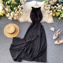 Load image into Gallery viewer, YuooMuoo Women Summer Halter Sleeveless Long Dress Female Split Slim Waist Maxi Dress Ladies Solid A-line Party Dress Vestidos