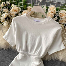 Load image into Gallery viewer, YuooMuoo Ins Fashion Irregular Mini Ruched Dress Summer High Waist Slim Short T Shirt Dress Women Sexy Bodycon Dress Vestidos