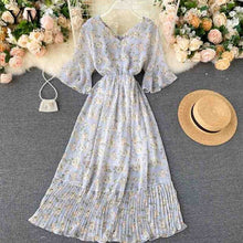 Load image into Gallery viewer, YuooMuoo Romantic Women Chiffon Pink Long Dress 2020 Summer Elegant Floral Print Bohemian Holiday Maxi Dress Beach Pleated Dress