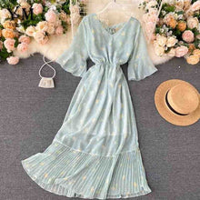 Load image into Gallery viewer, YuooMuoo Romantic Women Chiffon Pink Long Dress 2020 Summer Elegant Floral Print Bohemian Holiday Maxi Dress Beach Pleated Dress