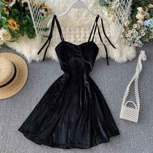 Load image into Gallery viewer, YuooMuoo Elegant Vintage Gothic Spaghetti Strap Dress 2019 Early Fall Basic Women Short Party Dresses Slim High Waist Mini Dress