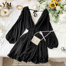 Load image into Gallery viewer, YuooMuoo Sexy Deep V Neck Women Dress 2019 Spring Early Fall Fashion High Waist Ruffle Bohemian Dress Korean Style Short Holiday