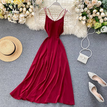Load image into Gallery viewer, YuooMuoo Women Sleeveless Summer Dress Backless High Waist Vacation Beach Dress Streetwear Tunic Ladies V-neck Long Party Dress