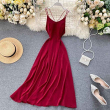 Load image into Gallery viewer, YuooMuoo Women Sleeveless Summer Dress Backless High Waist Vacation Beach Dress Streetwear Tunic Ladies V-neck Long Party Dress