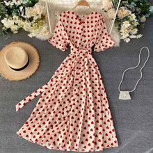Load image into Gallery viewer, YuooMuoo Romantic Heart Print Summer Dress Women 2020 V Neck Elegant High Waist Long Bandage Dress Ladies Fashion Party Dresses