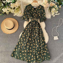 Load image into Gallery viewer, YuooMuoo Romantic Heart Print Summer Dress Women 2020 V Neck Elegant High Waist Long Bandage Dress Ladies Fashion Party Dresses