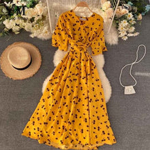 Load image into Gallery viewer, YuooMuoo Romantic Heart Print Summer Dress Women 2020 V Neck Elegant High Waist Long Bandage Dress Ladies Fashion Party Dresses