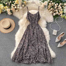 Load image into Gallery viewer, YuooMuoo Women Summer Spaghetti Strap Long Dress Female Ruffled Slim Waist Maxi Dress Flower Print Irregular Holiday Dresses