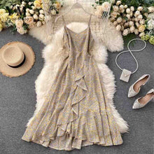 Load image into Gallery viewer, YuooMuoo Women Summer Spaghetti Strap Long Dress Female Ruffled Slim Waist Maxi Dress Flower Print Irregular Holiday Dresses
