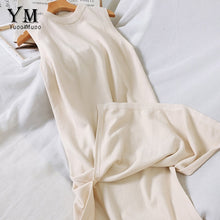 Load image into Gallery viewer, YuooMuoo 2019 Sleeveless Knitted Tank Dress Autumn Vintage Sweater Dress Women Elegant Split Midi Dress Retro Ladies Dresses