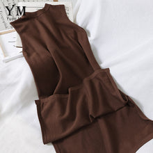 Load image into Gallery viewer, YuooMuoo 2019 Sleeveless Knitted Tank Dress Autumn Vintage Sweater Dress Women Elegant Split Midi Dress Retro Ladies Dresses