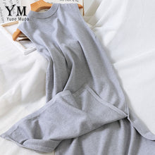 Load image into Gallery viewer, YuooMuoo 2019 Sleeveless Knitted Tank Dress Autumn Vintage Sweater Dress Women Elegant Split Midi Dress Retro Ladies Dresses