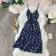 Load image into Gallery viewer, YuooMuoo Summer Women Dress V Neck Backless Bohemian Floral Beach Dress Sundress Red Spaghetti Strap Vacation Boho Dress Tunic