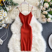 Load image into Gallery viewer, YuooMuoo 2020 Women Summer Knit Dress Halter Backless Sexy Mini Bodycon Dress Sundress Elastic Knitwear Dress Europe Fashion