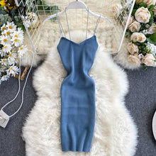 Load image into Gallery viewer, YuooMuoo 2020 Women Summer Knit Dress Halter Backless Sexy Mini Bodycon Dress Sundress Elastic Knitwear Dress Europe Fashion