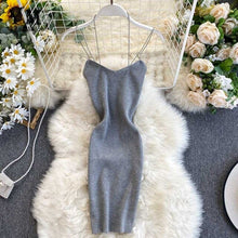 Load image into Gallery viewer, YuooMuoo 2020 Women Summer Knit Dress Halter Backless Sexy Mini Bodycon Dress Sundress Elastic Knitwear Dress Europe Fashion