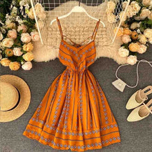 Load image into Gallery viewer, YuooMuoo Women Boho Print Dress Summer V-neck Backless Bandage Beach Chiffon Dress Women Fashion A-line Holiday Dress Sundress
