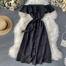 Load image into Gallery viewer, YuooMuoo Elegant Ruffles Single-breast Dress Women Sexy Off Shoulder Summer Dress 2020 Bandage Mini Party Dress Ladies Sundress