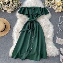 Load image into Gallery viewer, YuooMuoo Elegant Ruffles Single-breast Dress Women Sexy Off Shoulder Summer Dress 2020 Bandage Mini Party Dress Ladies Sundress