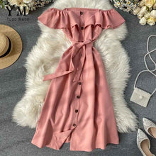 Load image into Gallery viewer, YuooMuoo Elegant Ruffles Single-breast Dress Women Sexy Off Shoulder Summer Dress 2020 Bandage Mini Party Dress Ladies Sundress